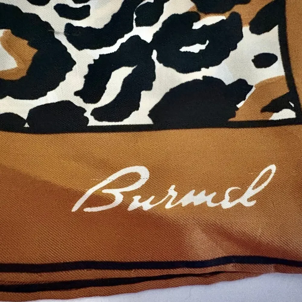 Vintage Burmel Mixed Leopard Stripe Animal Print Silk Scarf Square Retro Glam